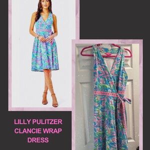 Lilly Pulitzer Vibrant Blue and Pink Chance Wrap Dress